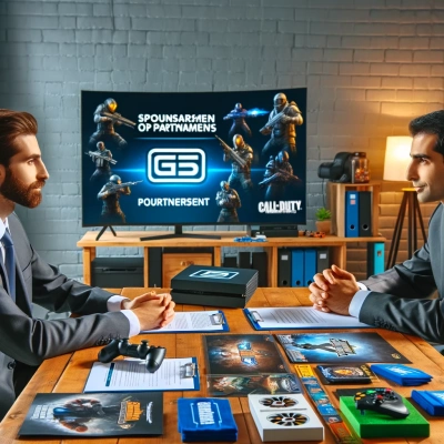 A lively local or regional video games tournament, with players and spectators involved in the competition.