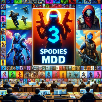 Represents a dynamic digital marketplace with various mods and skins for sale.