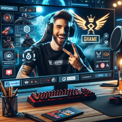 The scene shows a professional streamer interacting with his audience during a live broadcast.