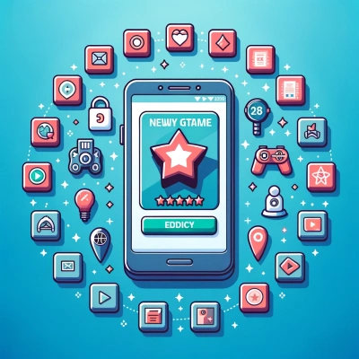 Shows a smartphone displaying a game newly published on the Play Store.