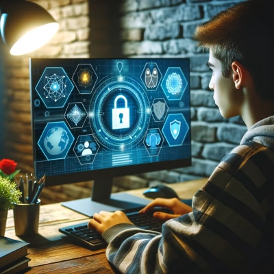 A person learning about cyber security through an educational computer game