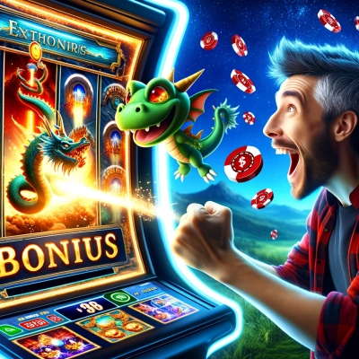 The screen displays a visually impressive game with elements such as dragons and spaceships.