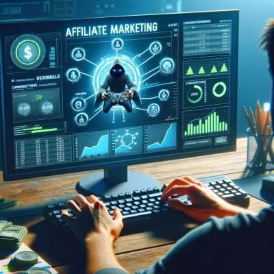 a player analysing affiliate marketing performance on a computer